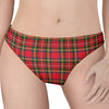 Red And Green Scottish Tartan Print Women's Thong