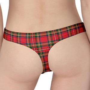 Red And Green Scottish Tartan Print Women's Thong