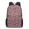 Red And Grey Digital Camo Pattern Print 17 Inch Backpack