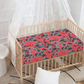 Red And Grey Digital Camo Pattern Print Baby Crib Sheet