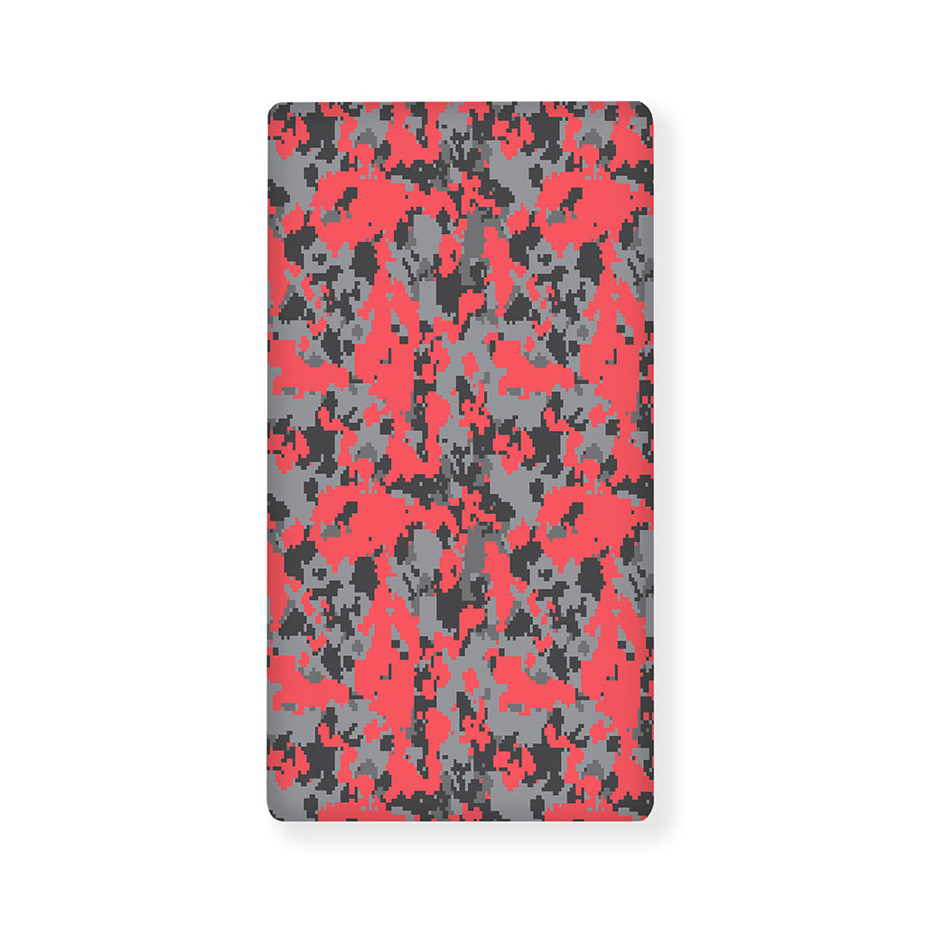 Red And Grey Digital Camo Pattern Print Baby Crib Sheet