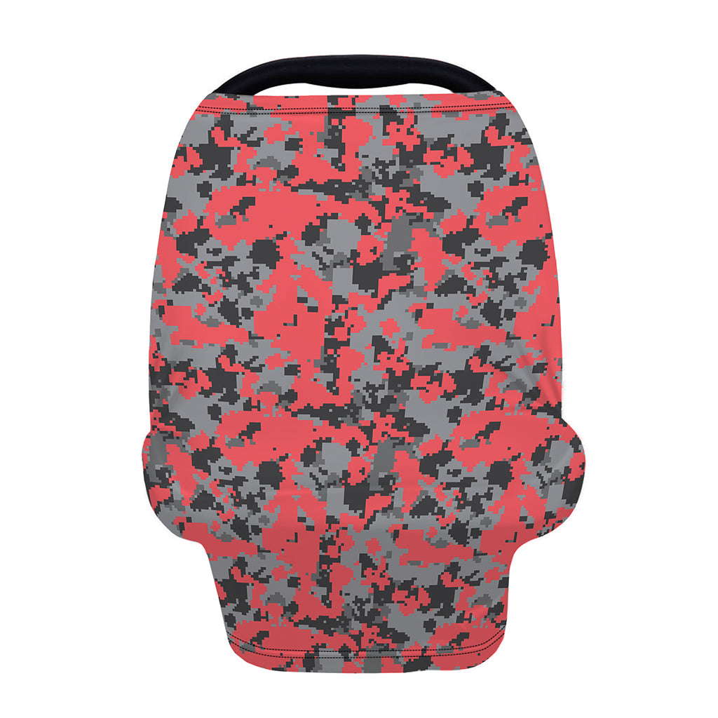 Red And Grey Digital Camo Pattern Print Baby Seat Cover