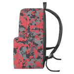 Red And Grey Digital Camo Pattern Print Backpack