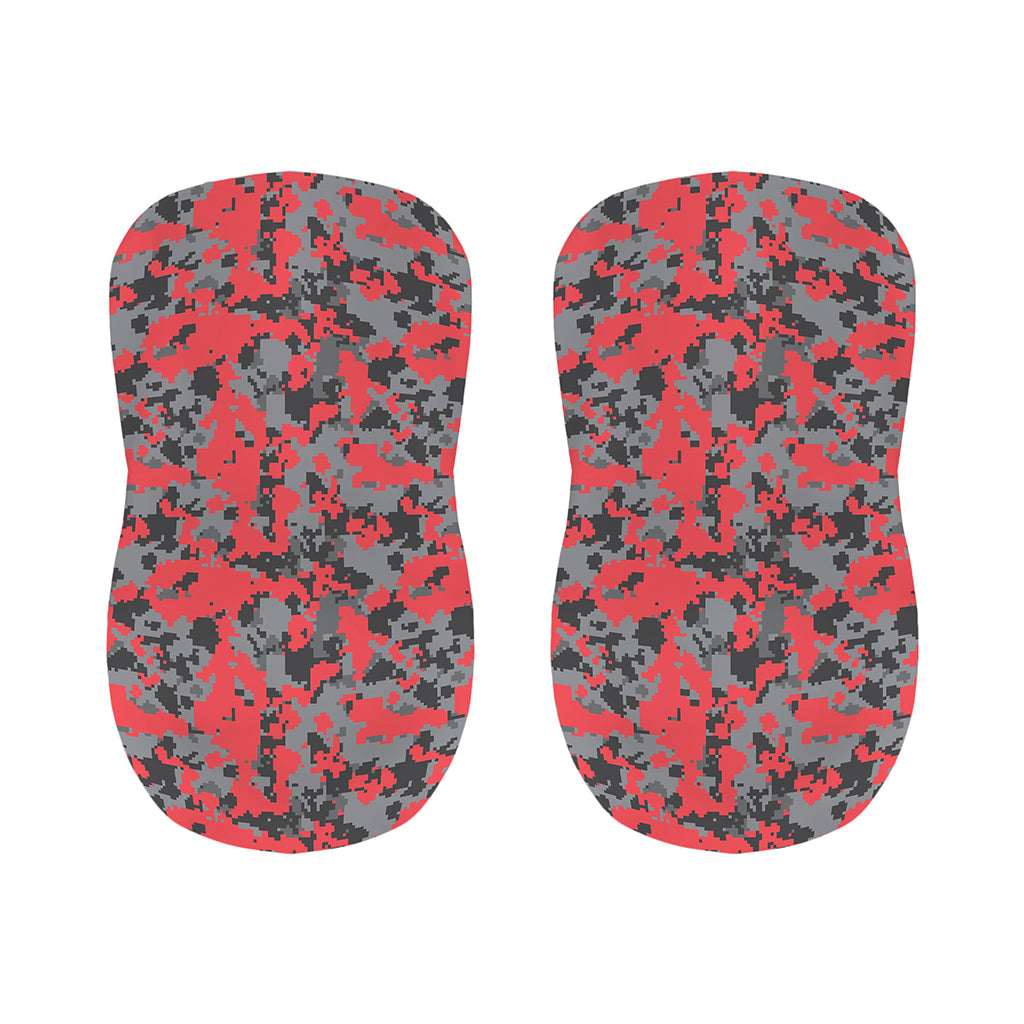 Red And Grey Digital Camo Pattern Print Bar Stool Covers