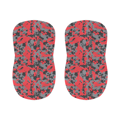 Red And Grey Digital Camo Pattern Print Bar Stool Covers