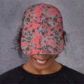 Red And Grey Digital Camo Pattern Print Baseball Cap
