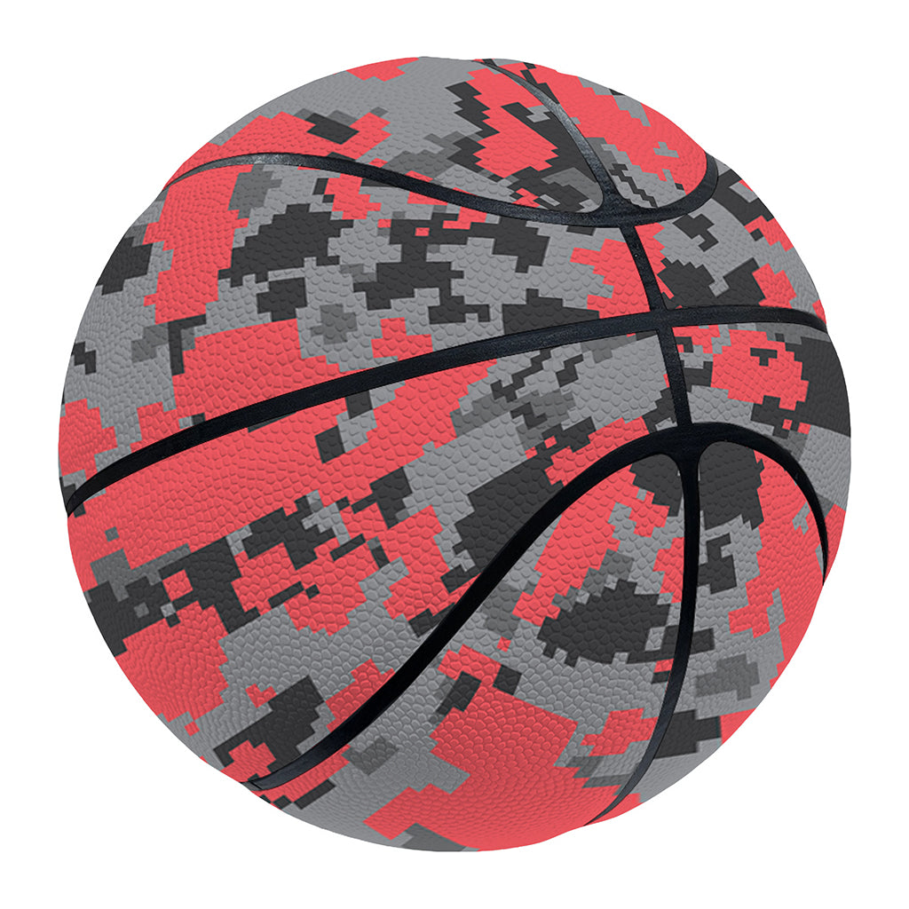 Red And Grey Digital Camo Pattern Print Basketball