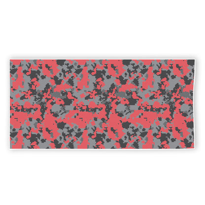 Red And Grey Digital Camo Pattern Print Beach Towel