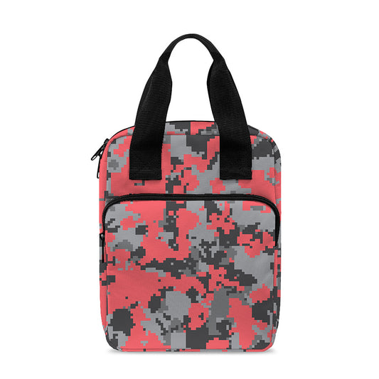 Red And Grey Digital Camo Pattern Print Bible Tote Bag