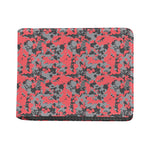Red And Grey Digital Camo Pattern Print Bifold Wallet