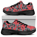 Red And Grey Digital Camo Pattern Print Black Chunky Shoes