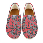 Red And Grey Digital Camo Pattern Print Casual Shoes
