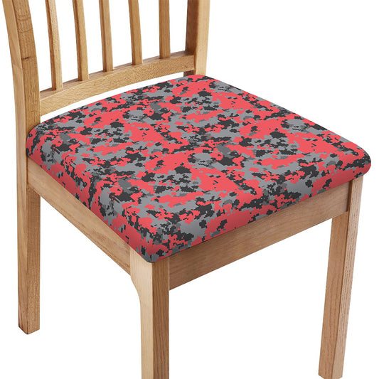Red And Grey Digital Camo Pattern Print Chair Cushion Cover