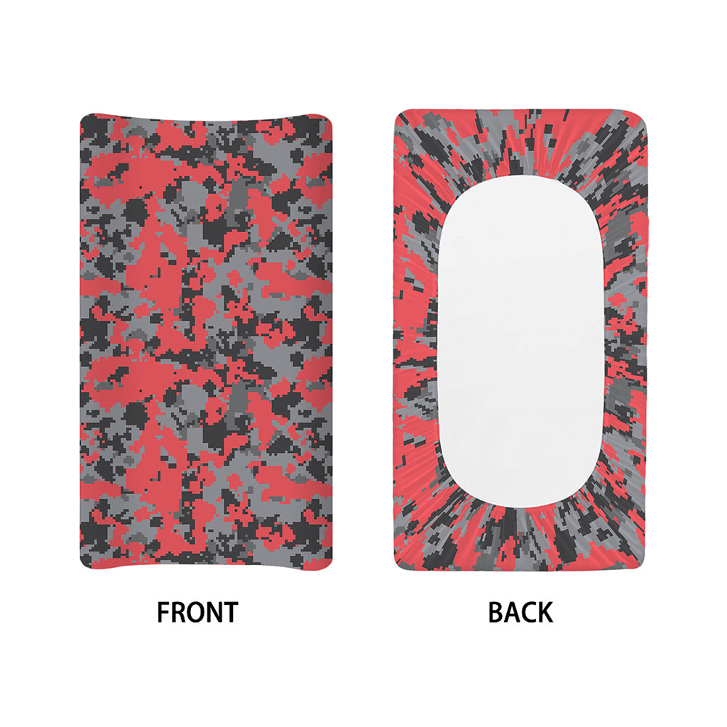 Red And Grey Digital Camo Pattern Print Changing Pad Cover