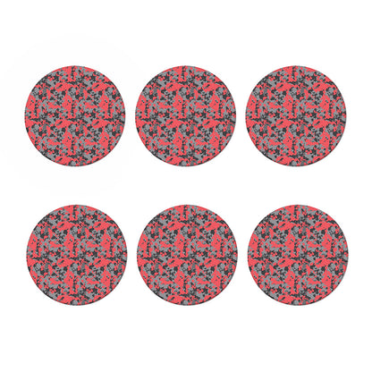 Red And Grey Digital Camo Pattern Print Coaster Set
