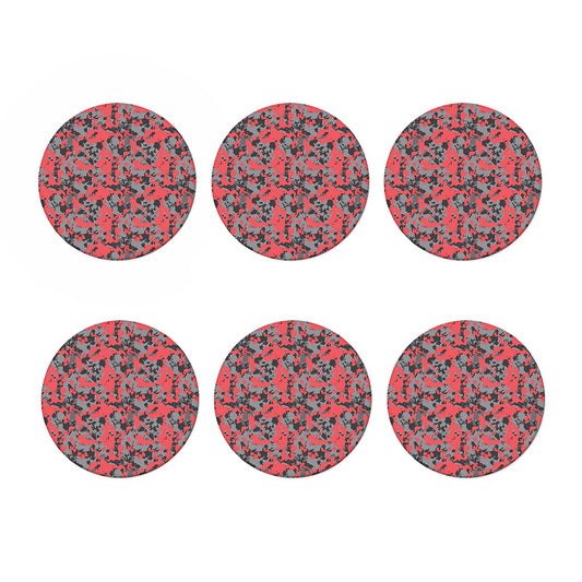 Red And Grey Digital Camo Pattern Print Coaster Set