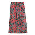 Red And Grey Digital Camo Pattern Print Cotton Front Slit Maxi Skirt