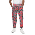 Red And Grey Digital Camo Pattern Print Cotton Sweatpants