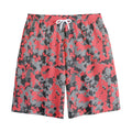 Red And Grey Digital Camo Pattern Print Cotton Shorts