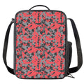 Red And Grey Digital Camo Pattern Print Crossbody Lunch Bag