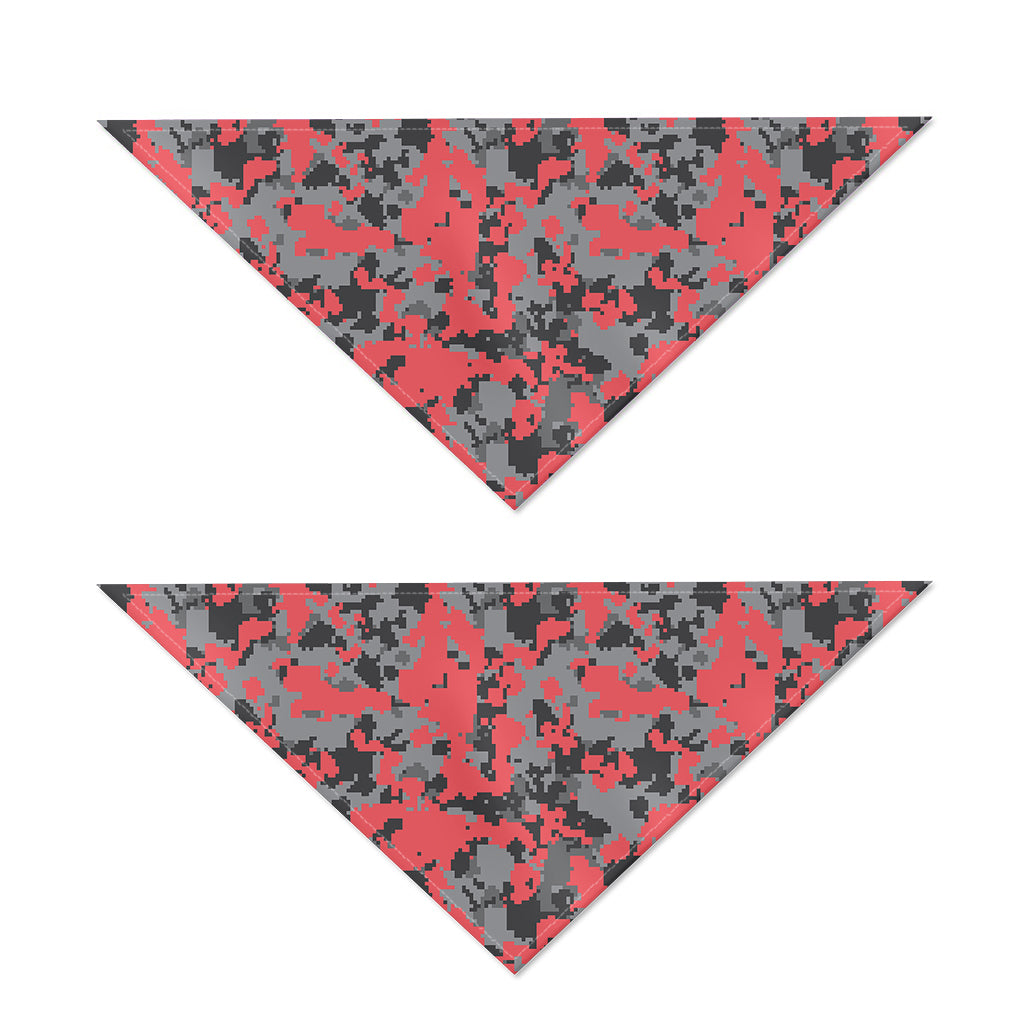 Red And Grey Digital Camo Pattern Print Dog Bandana