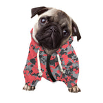 Red And Grey Digital Camo Pattern Print Dog Zip Up Hoodie