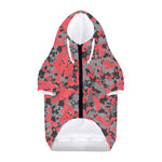 Red And Grey Digital Camo Pattern Print Dog Zip Up Hoodie