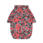 Red And Grey Digital Camo Pattern Print Dog Zip Up Hoodie