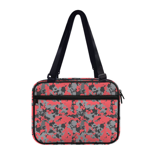 Red And Grey Digital Camo Pattern Print Double Strap Bible Bag