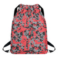 Red And Grey Digital Camo Pattern Print Drawstring Backpack