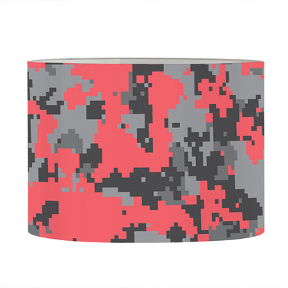 Red And Grey Digital Camo Pattern Print Drum Lamp Shade