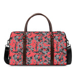 Red And Grey Digital Camo Pattern Print Duffle Bag