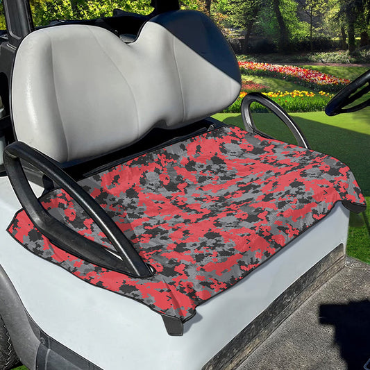 Red And Grey Digital Camo Pattern Print Golf Cart Seat Cover