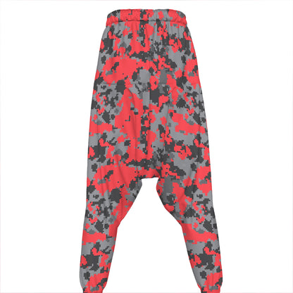 Red And Grey Digital Camo Pattern Print Hammer Pants