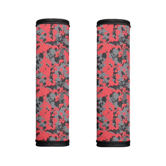 Red And Grey Digital Camo Pattern Print Handle Covers