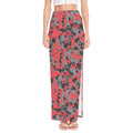 Red And Grey Digital Camo Pattern Print High Slit Maxi Skirt