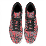 Red And Grey Digital Camo Pattern Print High Top Leather Sneakers
