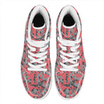 Red And Grey Digital Camo Pattern Print High Top Leather Sneakers