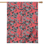 Red And Grey Digital Camo Pattern Print House Flag