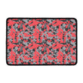 Red And Grey Digital Camo Pattern Print Kitchen Mat