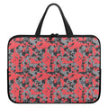 Red And Grey Digital Camo Pattern Print Laptop Sleeve With Handle