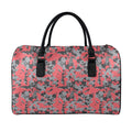 Red And Grey Digital Camo Pattern Print Leather Duffel Bag