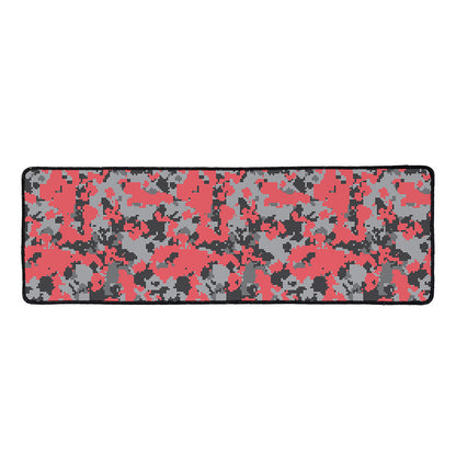Red And Grey Digital Camo Pattern Print Long Kitchen Mat