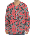 Red And Grey Digital Camo Pattern Print Long Sleeve Baseball Jersey