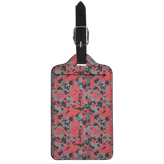 Red And Grey Digital Camo Pattern Print Luggage Tag