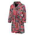 Red And Grey Digital Camo Pattern Print Men's Bathrobe