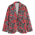 Red And Grey Digital Camo Pattern Print Men's Blazer