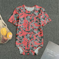 Red And Grey Digital Camo Pattern Print Men's Bodysuit