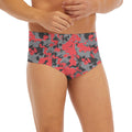Red And Grey Digital Camo Pattern Print Men's Briefs