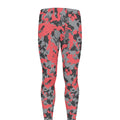 Red And Grey Digital Camo Pattern Print Men's Leggings